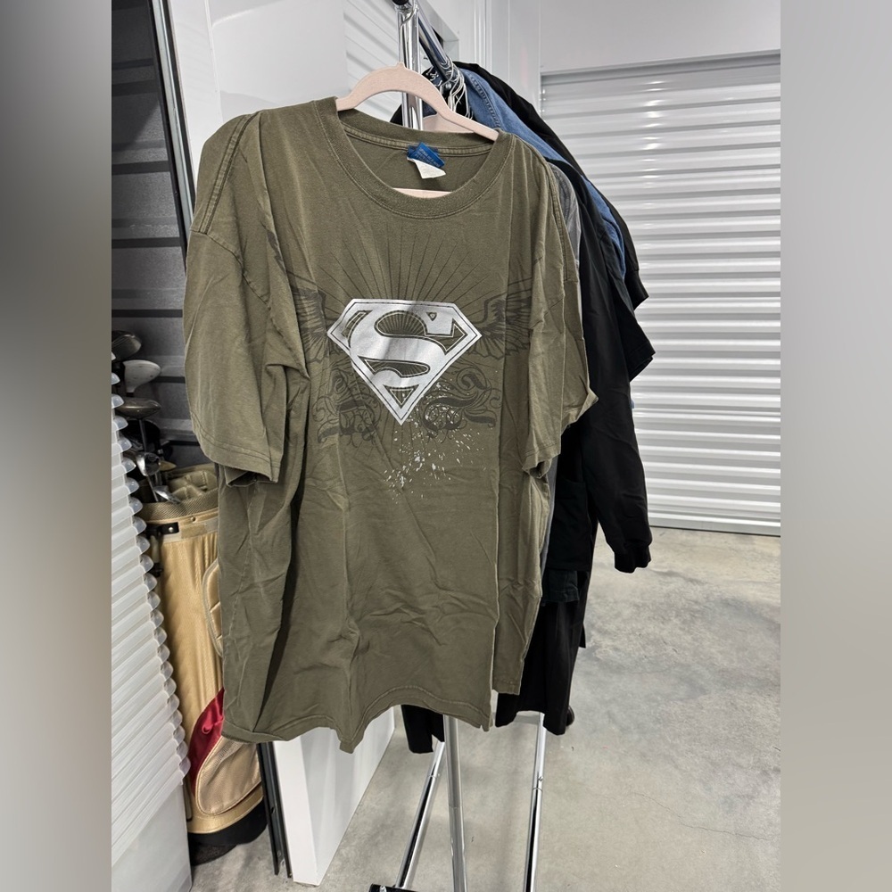 Superman Graphic Olive Green T-Shirt | size: 3XL